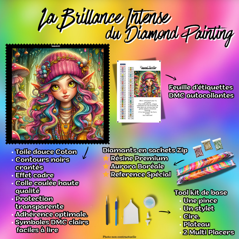 diamond painting elfe boheme 100x100 illustration fantasy colorée