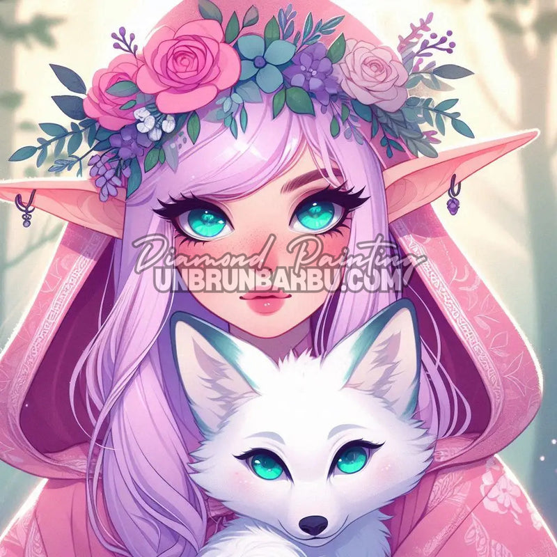 Illustration du Diamond Painting Elfe du Renard Blanc 80x80 cm