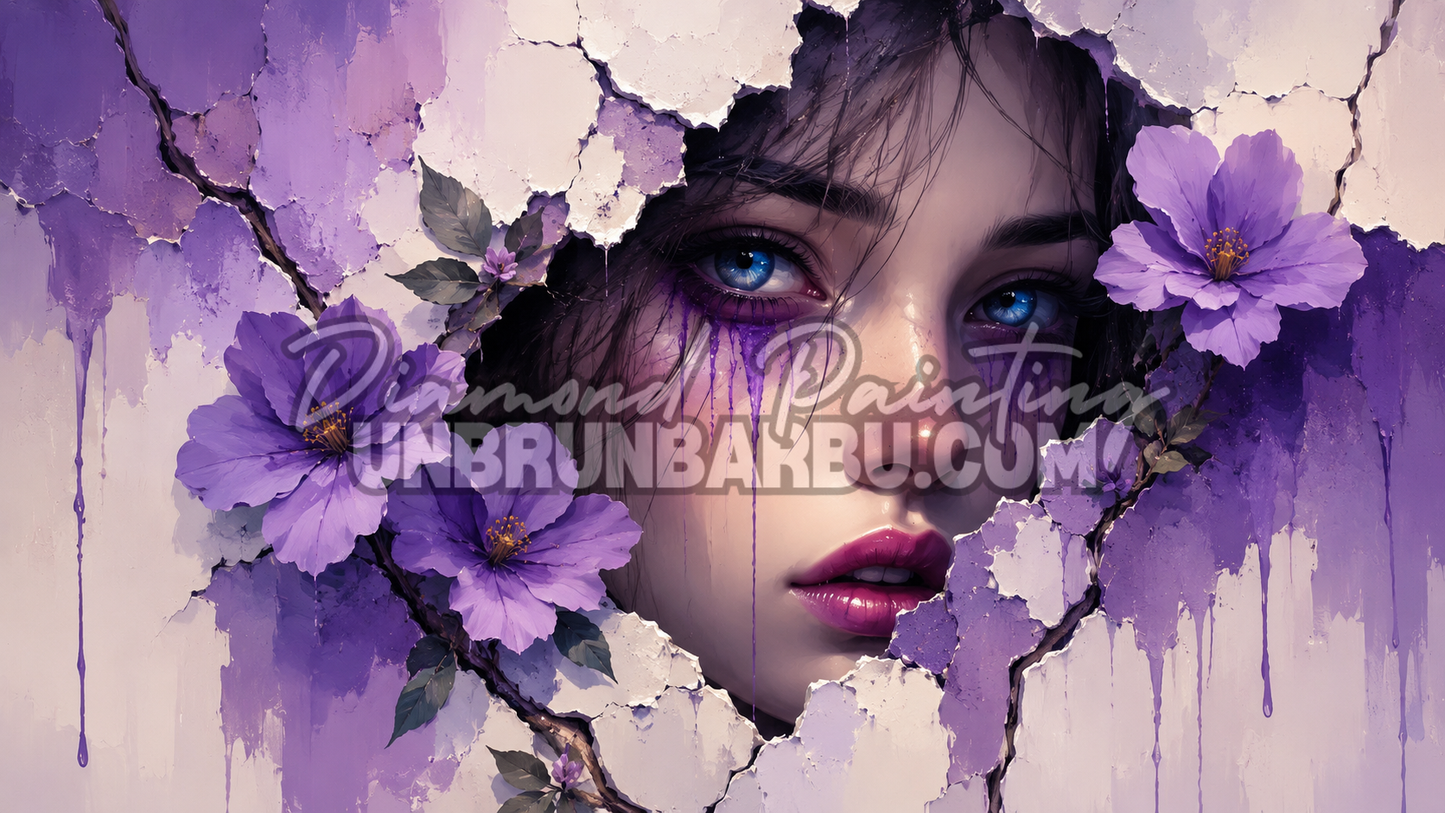 diamond painting entre murs et fleurs 120x70 cm illustration
