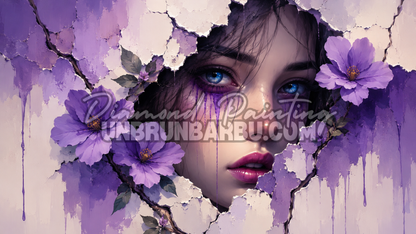 diamond painting entre murs et fleurs 120x70 cm illustration