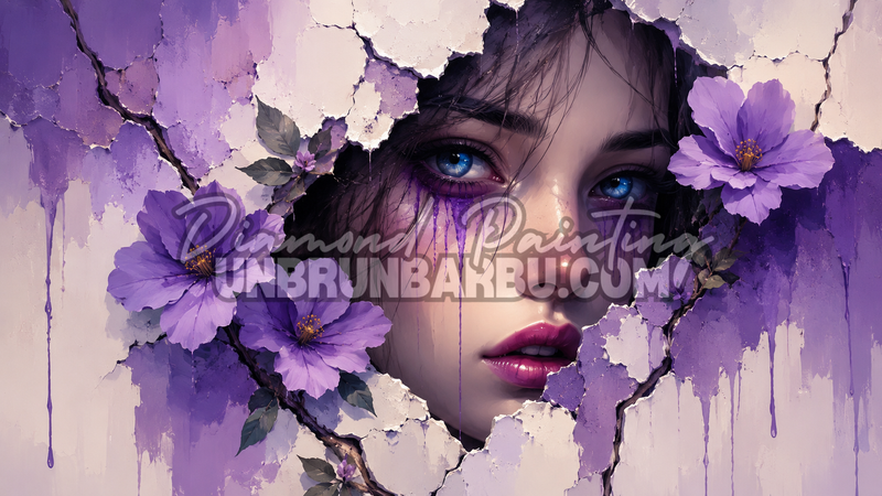 diamond painting entre murs et fleurs 120x70 cm illustration