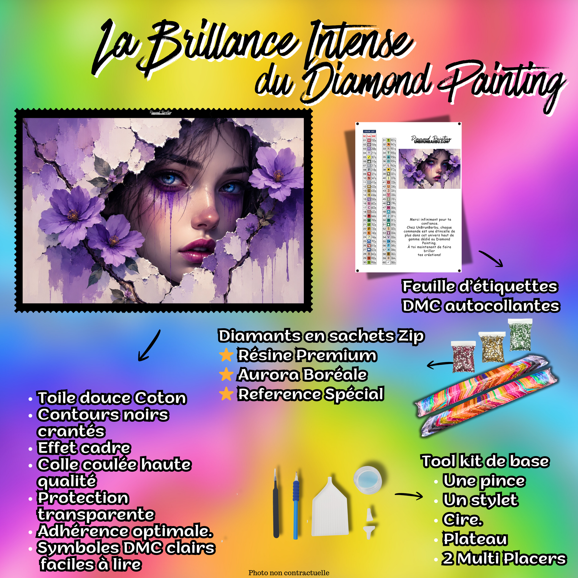 diamond painting entre murs et fleurs 120x70 cm kit complet
