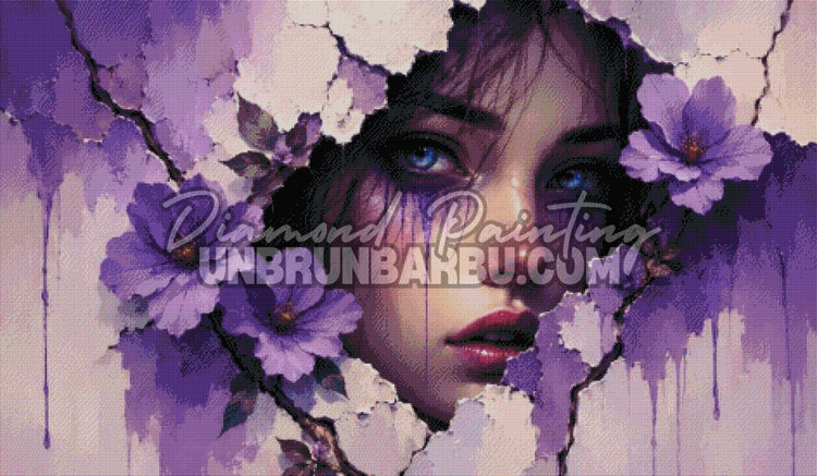diamond painting entre murs et fleurs 120x70 cm rendu diamante