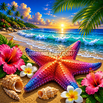 diamond painting etoile des plages paradisiaques 90x90 illustration
