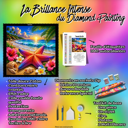 diamond painting etoile des plages paradisiaques 90x90 kit complet