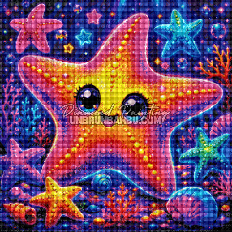 diamond painting etoile tresor des fonds marins 70x70 rendu diamante detaille ocean lumineux