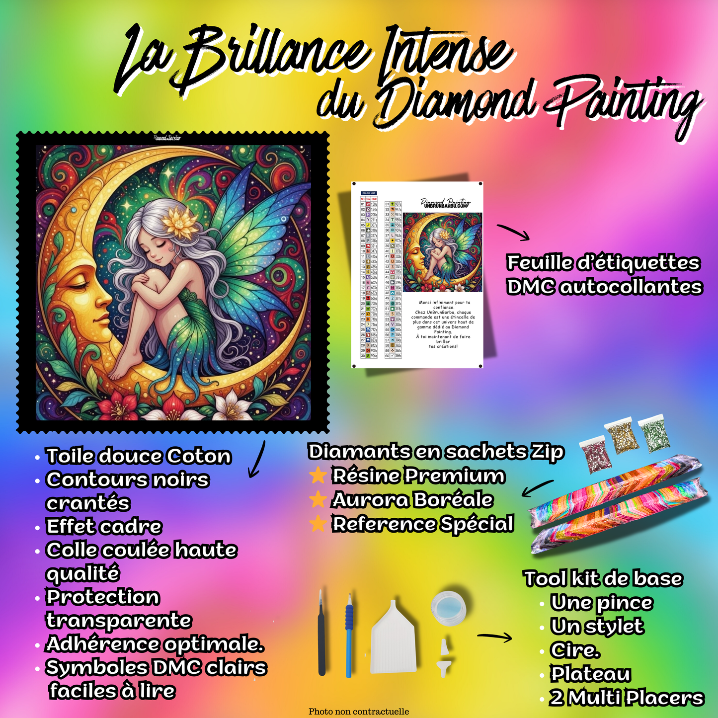 Kit complet du Diamond Painting Fée des Rêves Lunaires 80x90 cm avec accessoires