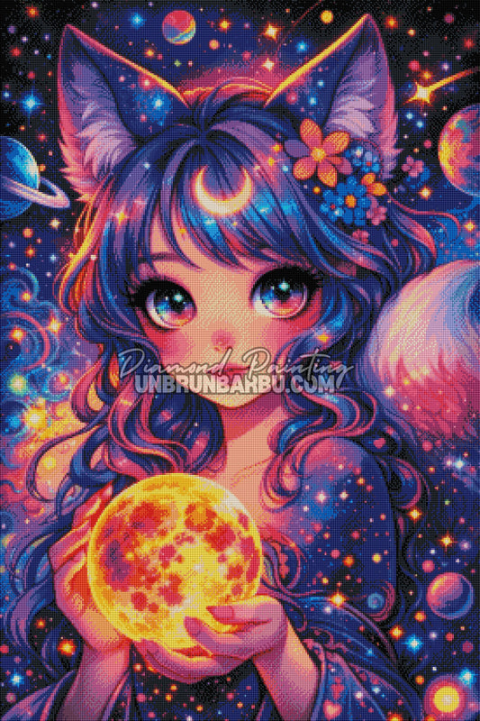 rendu diamond painting fee renard cosmique diamant