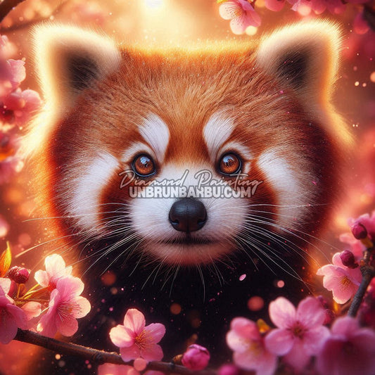 diamond painting fleur et ferocite panda roux 80x80 illustration principale