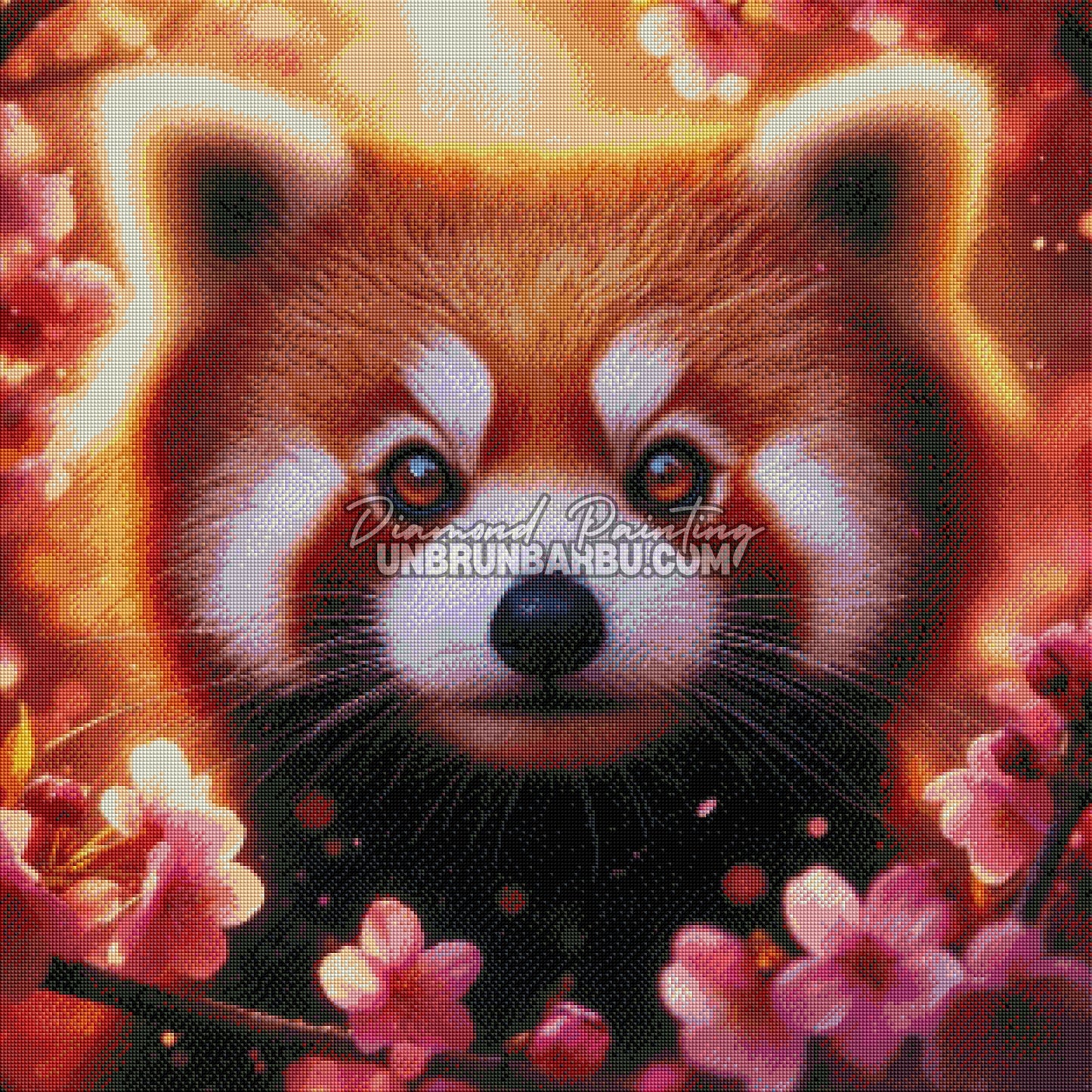 diamond painting fleur et ferocite panda roux 80x80 rendu diamante