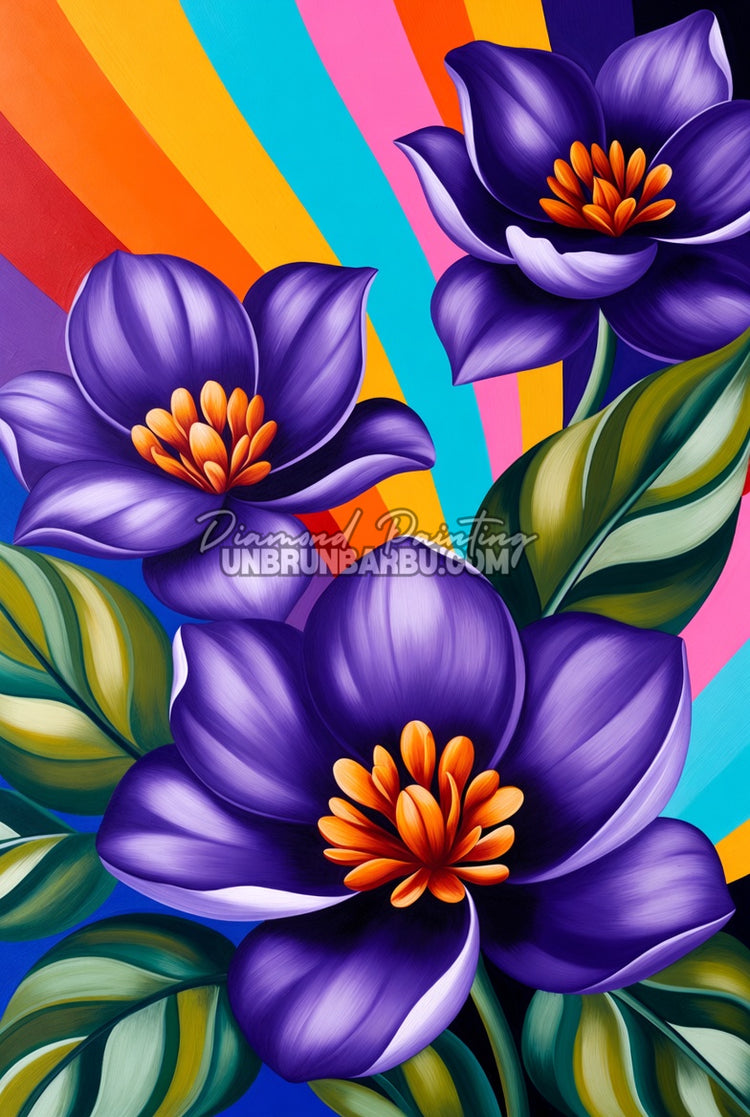 Diamond Painting – Souffle Floral Arc-en-Ciel - 50x75 cm