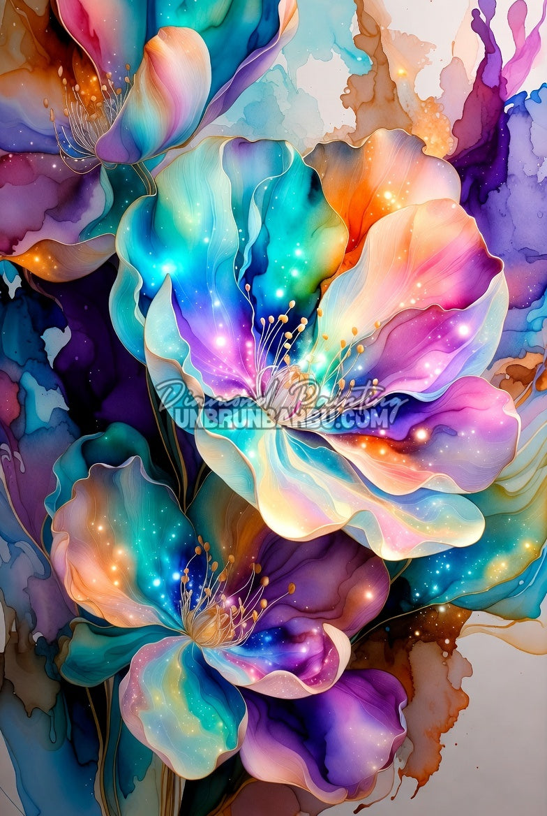 diamond painting fleurs petales irises illustration 60x90
