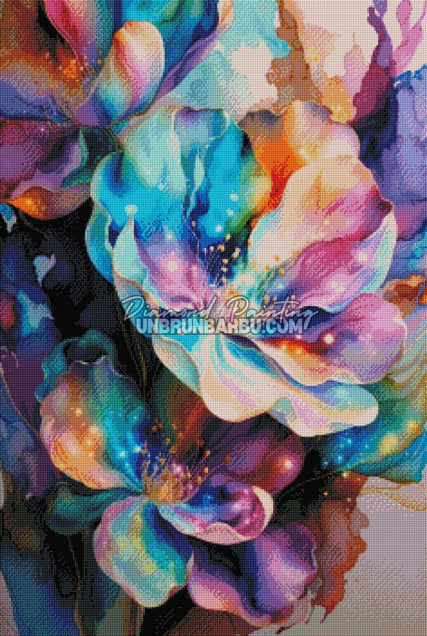 diamond painting fleurs petales irises rendu diamante 60x90