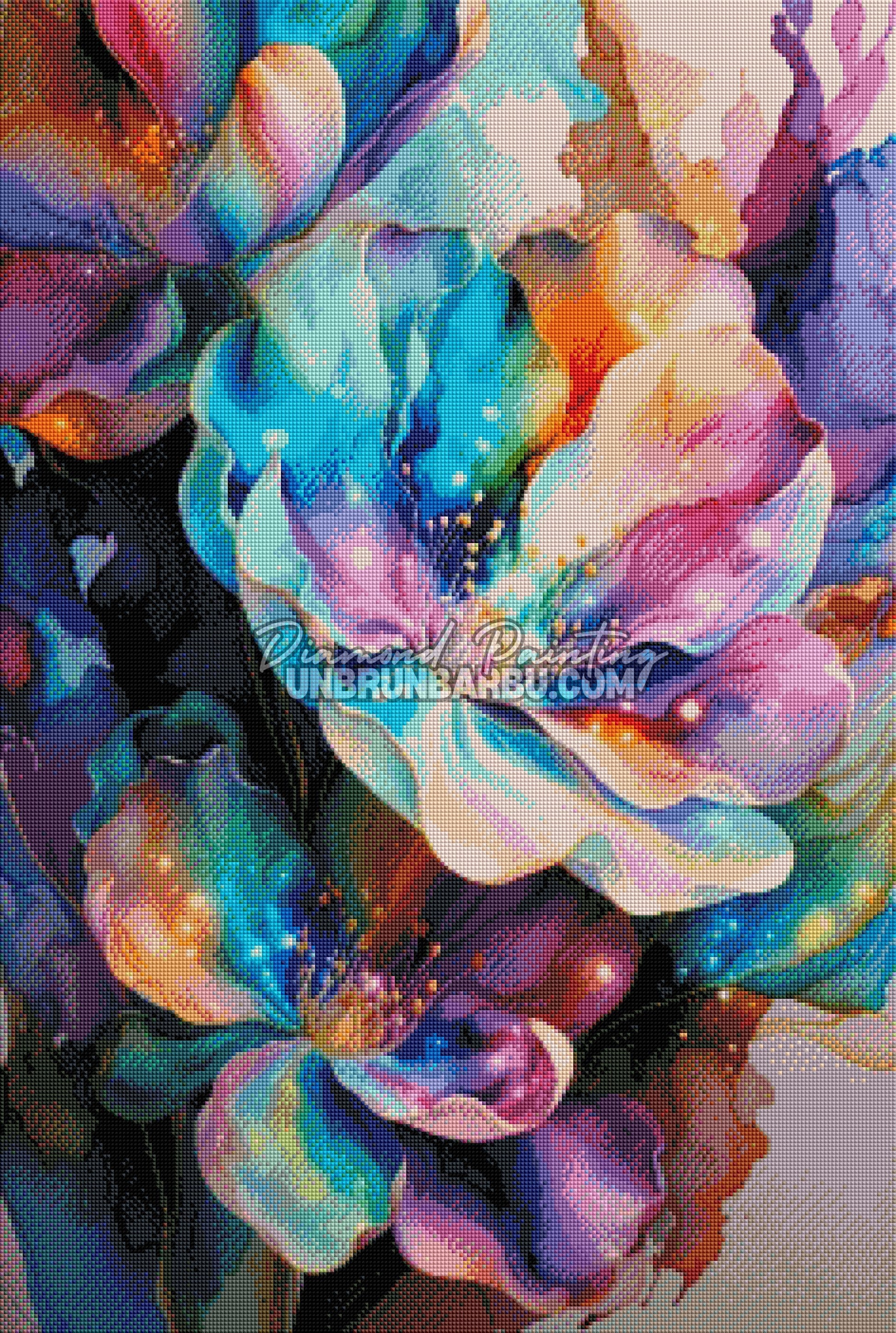 diamond painting fleurs petales irises rendu diamante 60x90