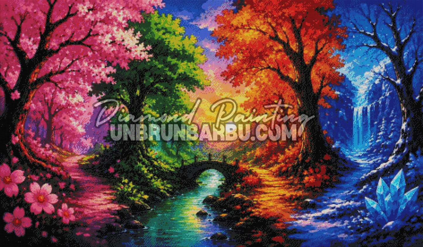 diamond painting foret des quatre saisons 120x70 rendu diamante
