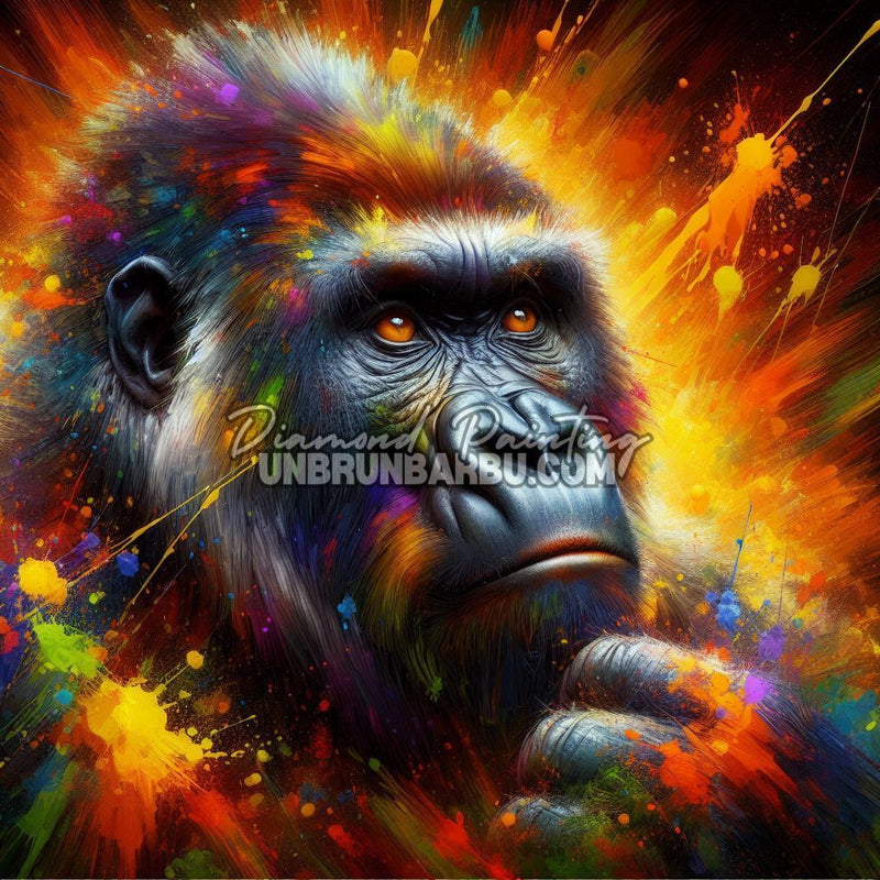 diamond painting gorille puissance interieure 100x100 cm illustration gorille colore