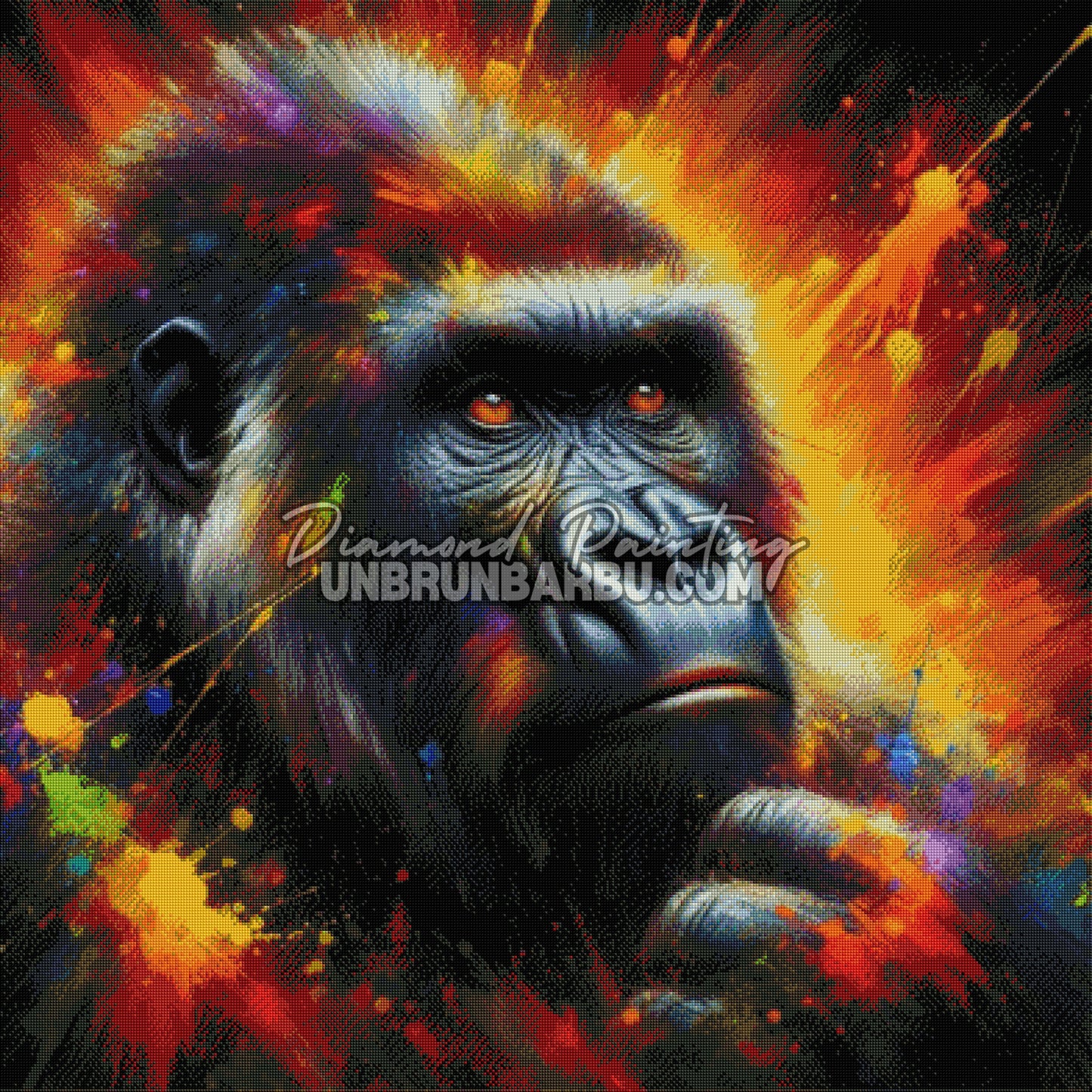 diamond painting gorille puissance interieure 100x100 cm rendu diamante complet