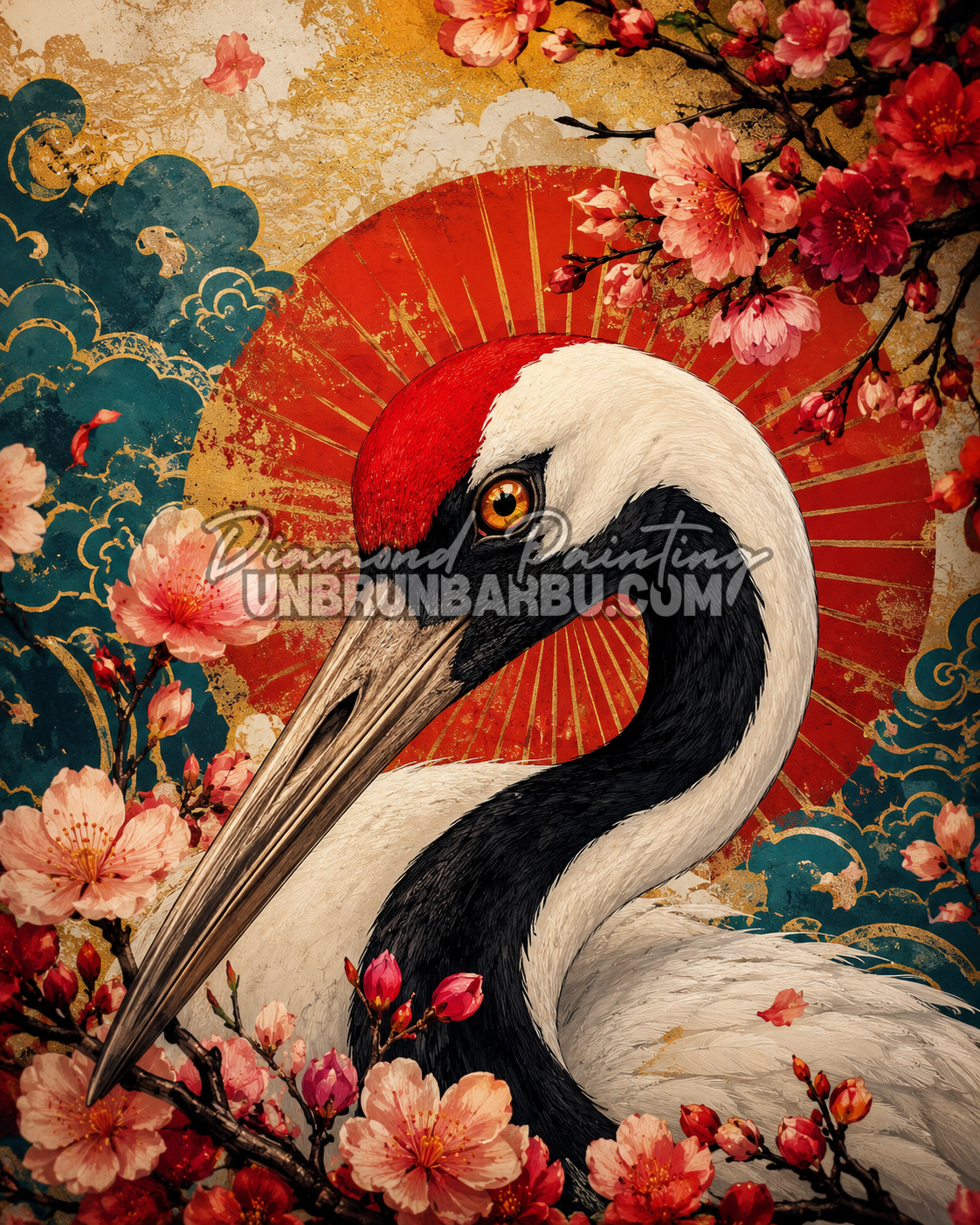diamond painting grue royale du japon 80x100 illustration