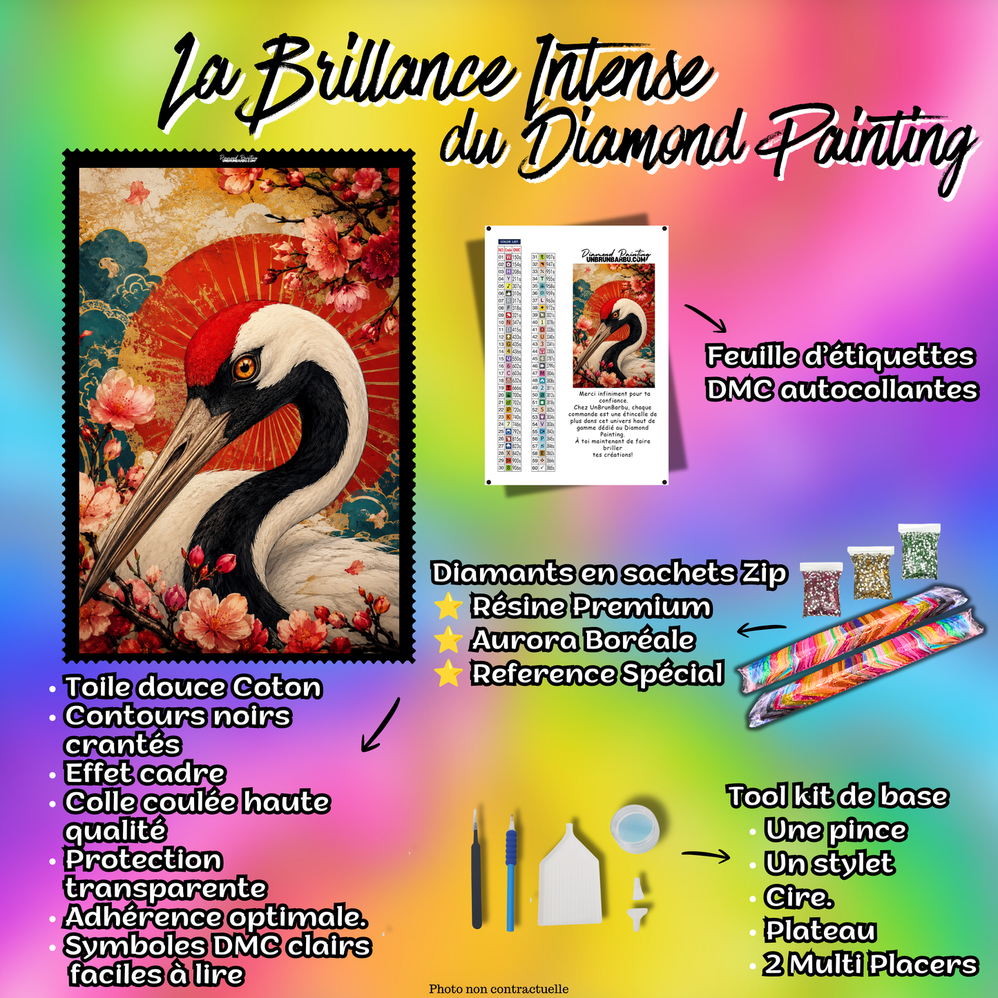 diamond painting grue royale du japon 80x100 kit complet