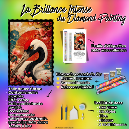 diamond painting grue royale du japon 80x100 kit complet