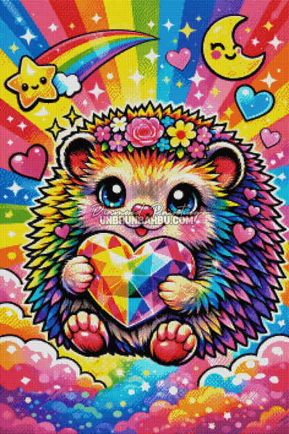 rendu diamond painting herisson effet diamant couleur