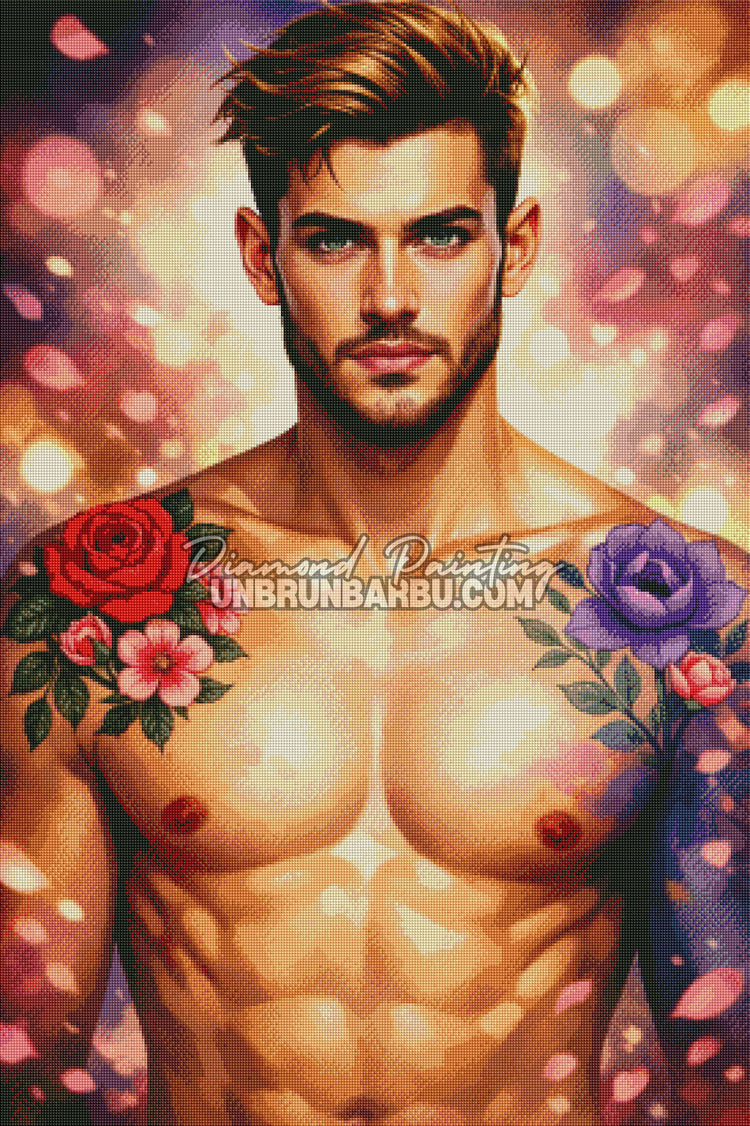 rendu diamond painting homme effet brillant artistique