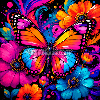 diamond painting kaleidoscope de papillon 70x70 cm illustration papillon colore fleurs
