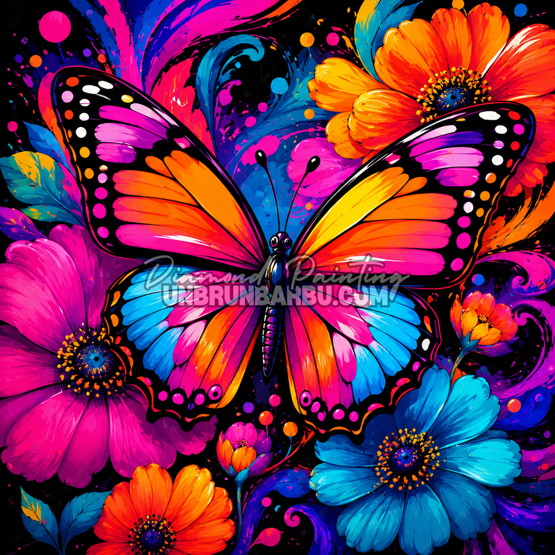 diamond painting kaleidoscope de papillon 70x70 cm illustration papillon colore fleurs
