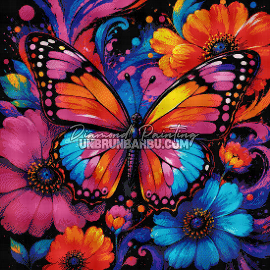 diamond painting kaleidoscope de papillon 70x70 cm rendu diamante papillon multicolore