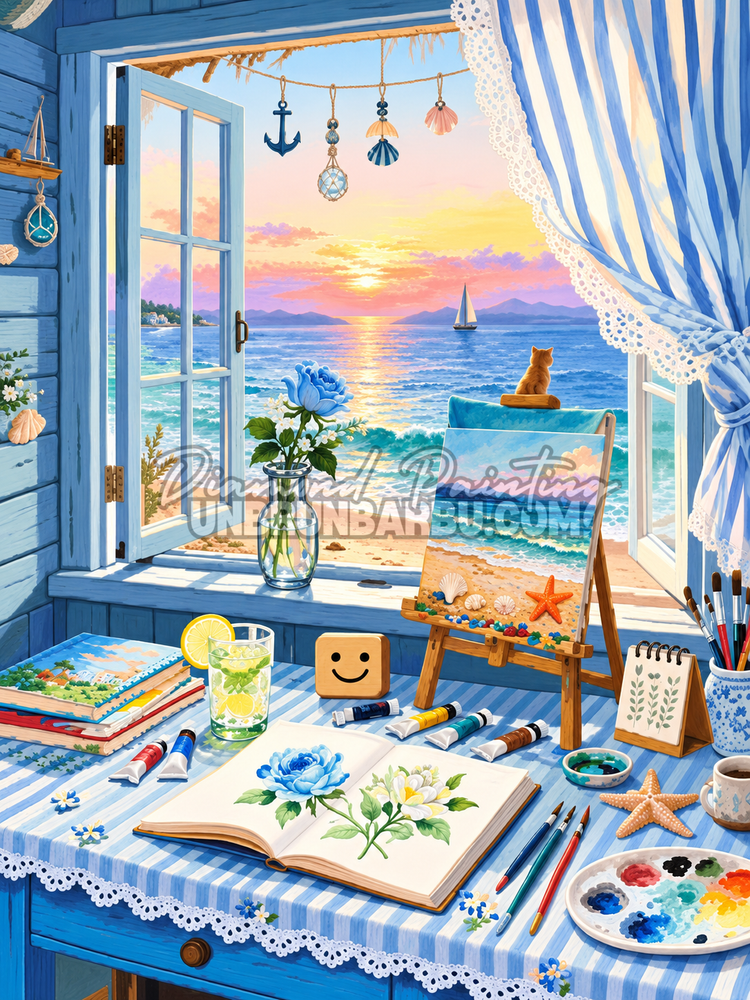 Diamond Painting – L’Atelier Face à l’Océan - 45x60 cm