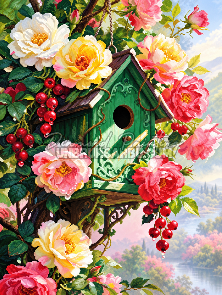 Diamond Painting – La Maison des Oiseaux Fleurie - 45x60 cm