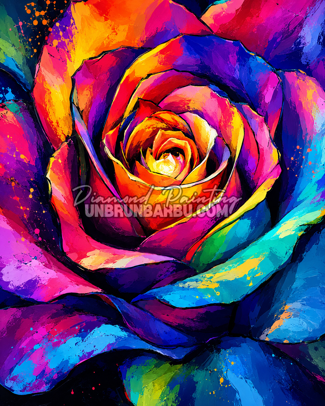diamond painting la rose des mille couleurs 50x65 illustration