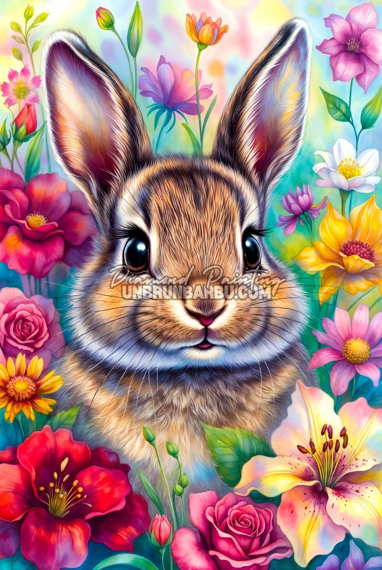 diamond painting lapin douce frimousse illustration 60x90