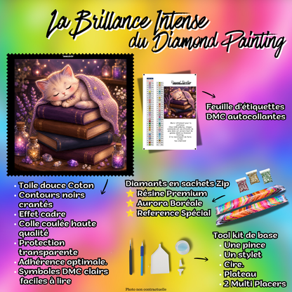 diamond painting le chaton des grimoires 80x80 kit complet