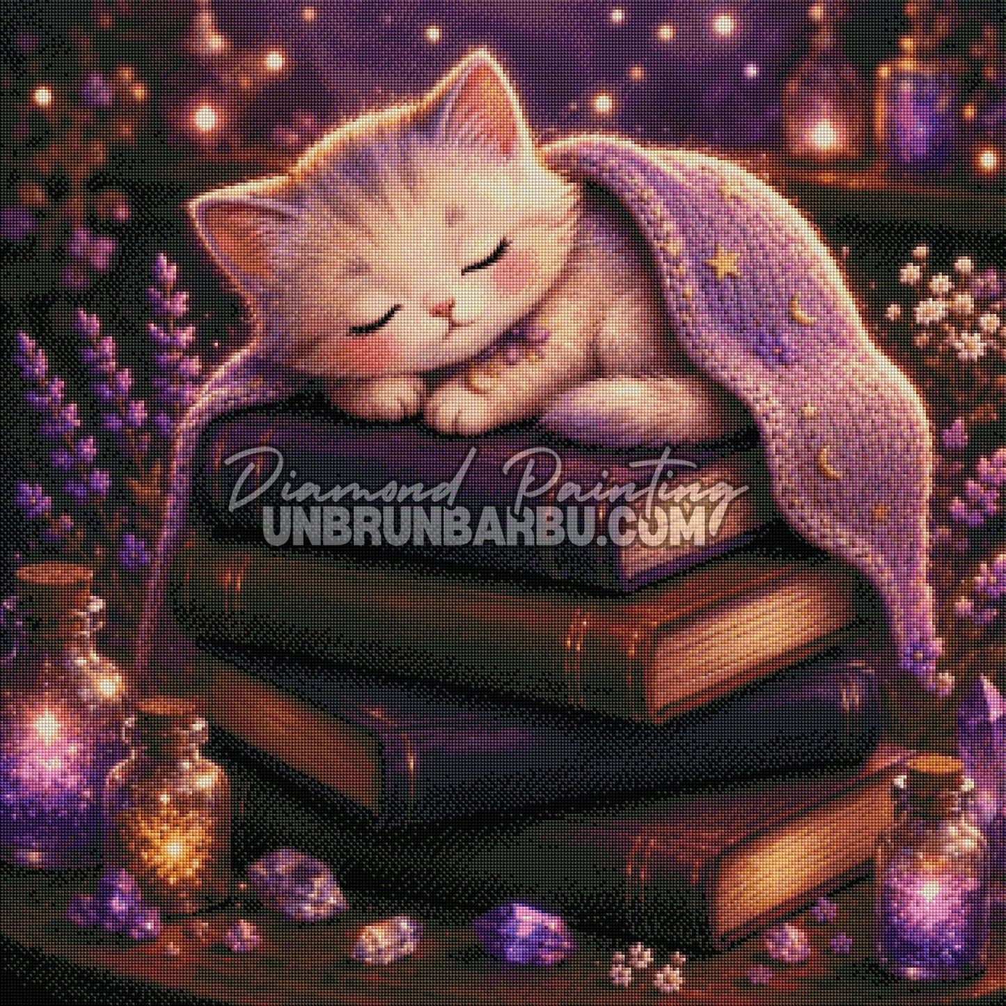 diamond painting le chaton des grimoires 80x80 rendu diamante
