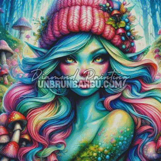 Layout Diamond Painting L’Elfe de la Forêt Magique avec l'illustration complète et les détails des couleurs