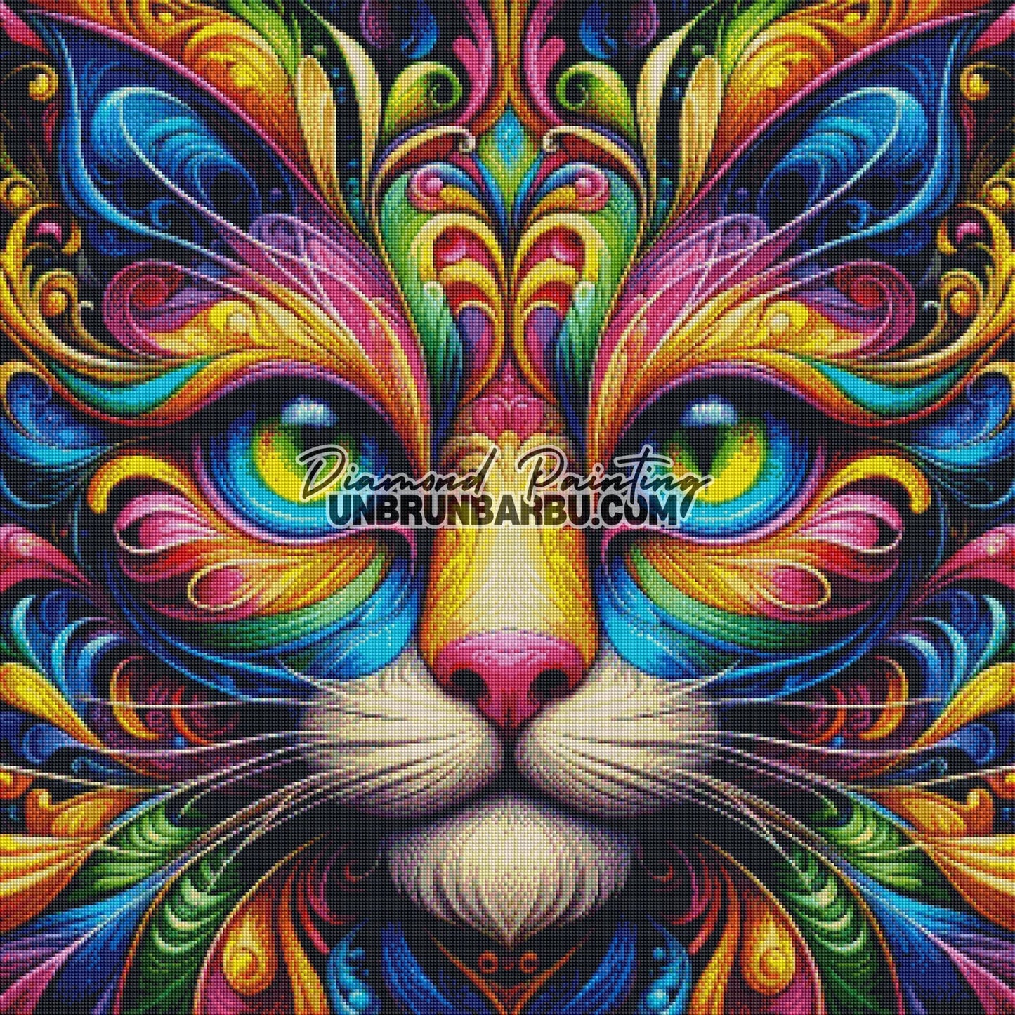 Diamond Painting - Les Murmures du Chat Énigmatique (80cm x 80cm) - UnBrunBarbu