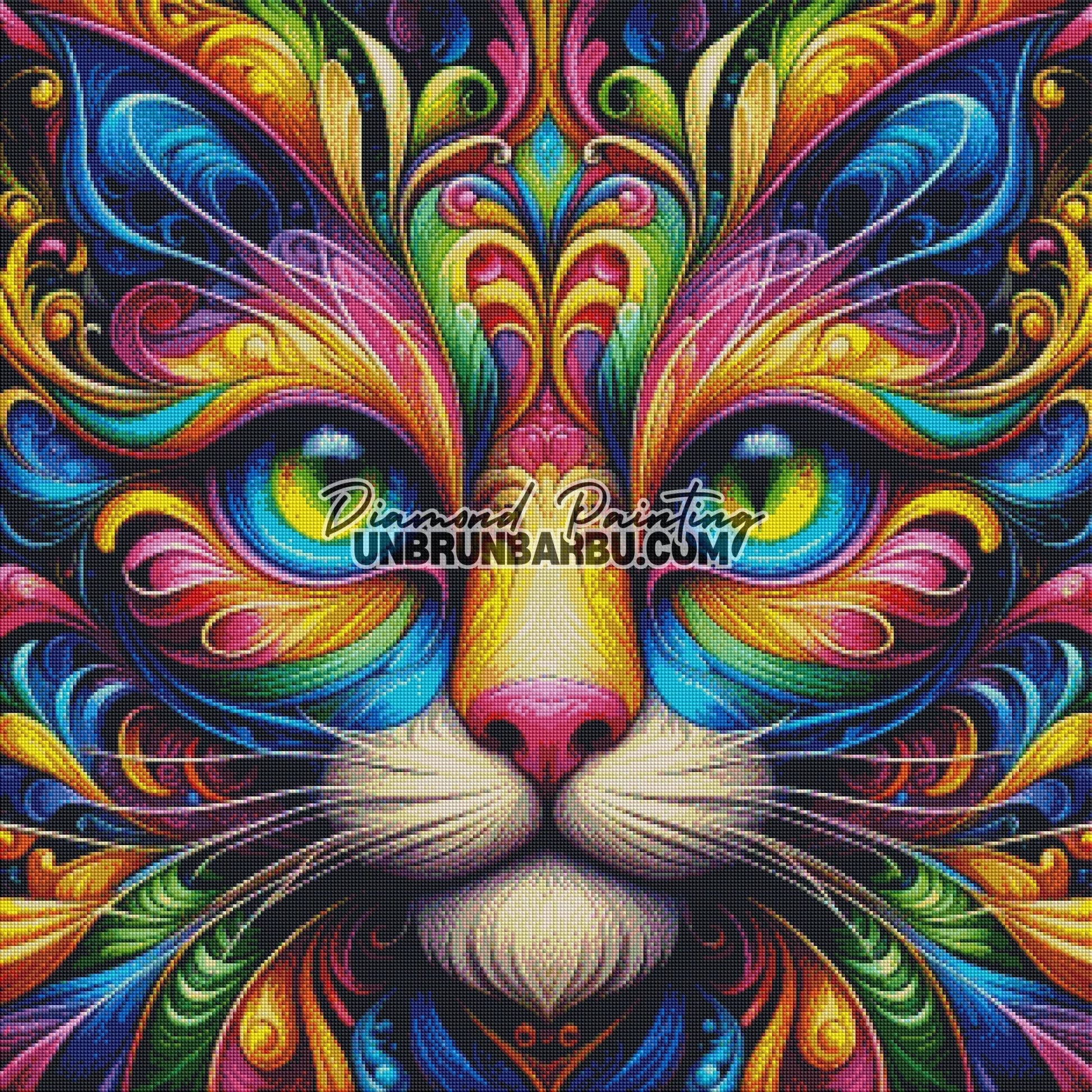 Diamond Painting - Les Murmures du Chat Énigmatique (80cm x 80cm) - UnBrunBarbu