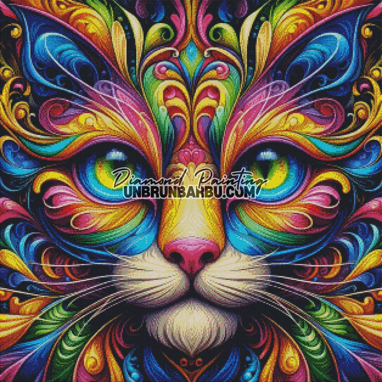 Diamond Painting - Les Murmures du Chat Énigmatique (80cm x 80cm) - UnBrunBarbu