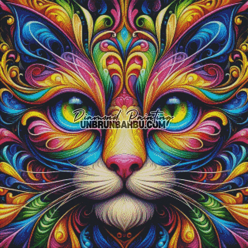 Diamond Painting - Les Murmures du Chat Énigmatique (80cm x 80cm) - UnBrunBarbu