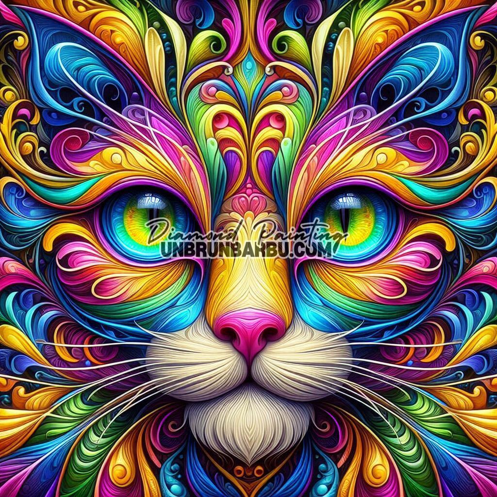 Diamond Painting - Les Murmures du Chat Énigmatique (80cm x 80cm) - UnBrunBarbu