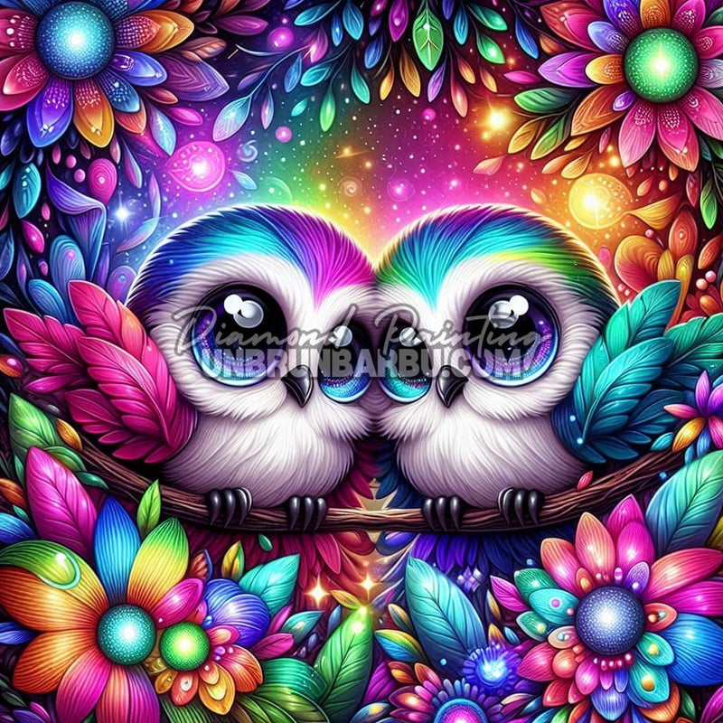 Illustration du Diamond Painting Les Oiseaux des Fleurs Magiques 90x90 cm