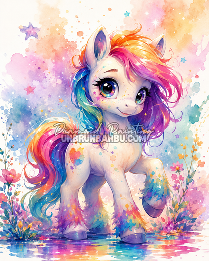 diamond painting licorne poussiere magique 70x90 cm illustration licorne arc en ciel