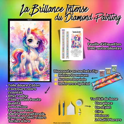 kit diamond painting licorne poussiere magique 70x90 cm contenu complet premium