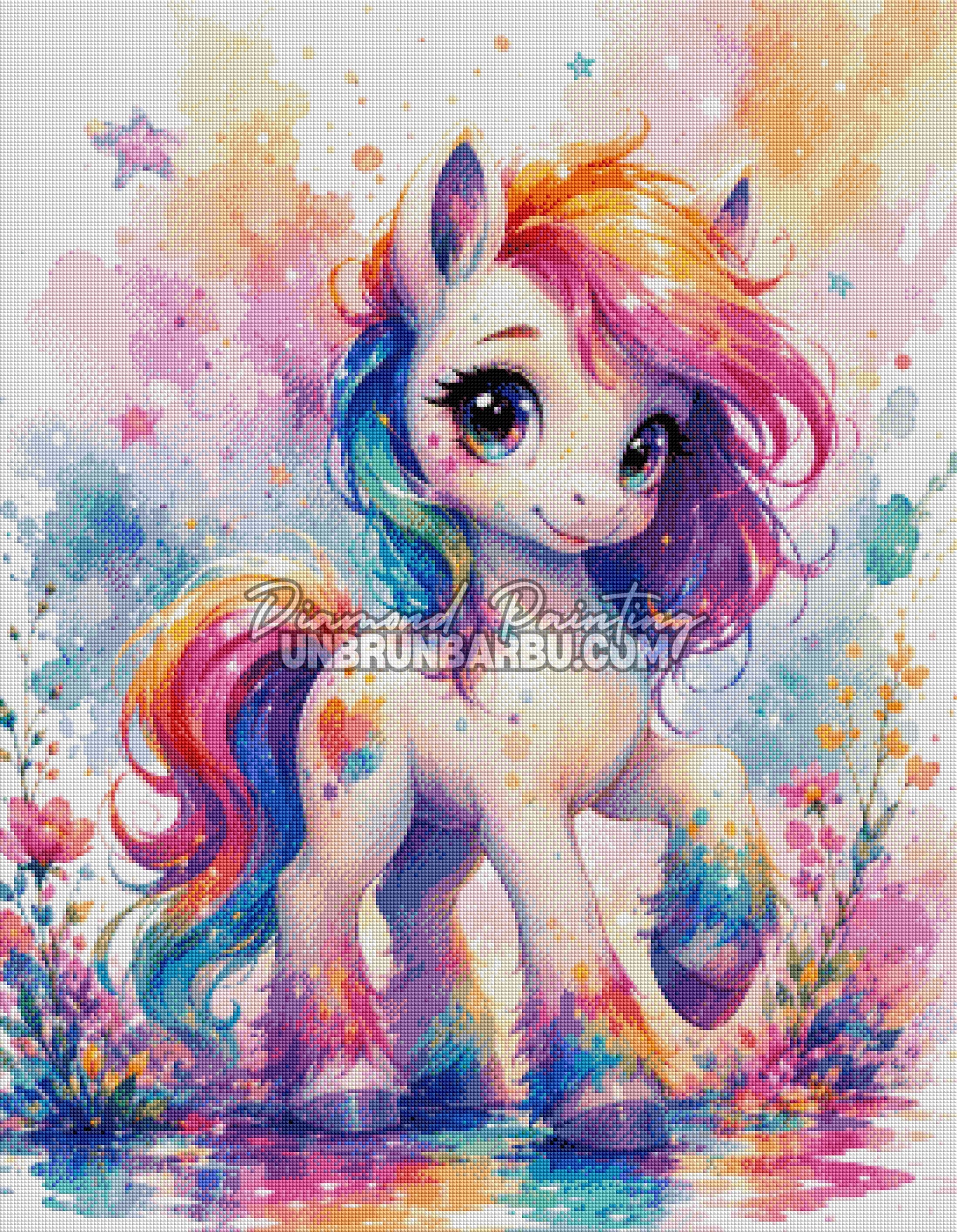 diamond painting licorne poussiere magique 70x90 cm rendu diamante licorne pastel