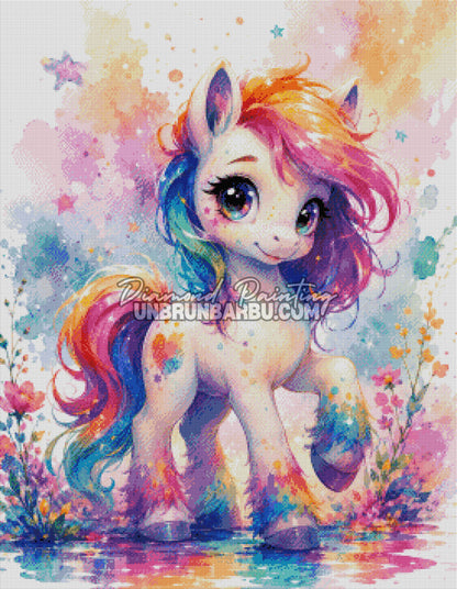 diamond painting licorne poussiere magique 70x90 cm rendu diamante licorne pastel
