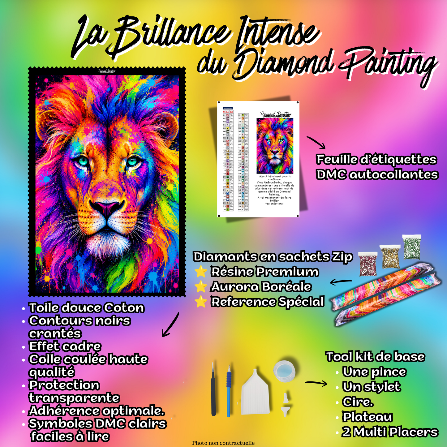 diamond painting lion energie pop art 70x90 kit complet
