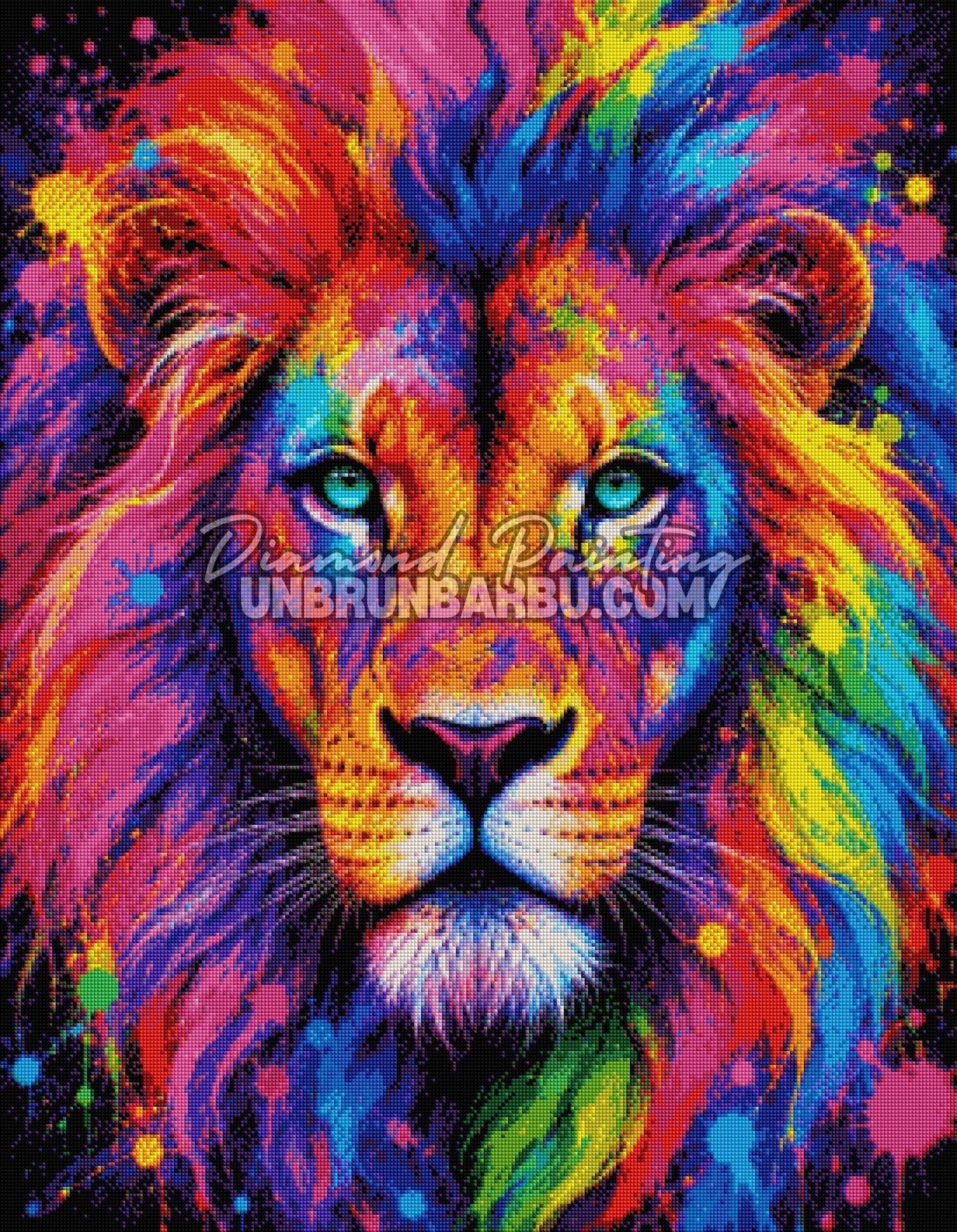 diamond painting lion energie pop art 70x90 rendu diamante