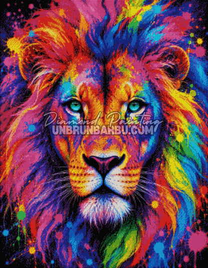 diamond painting lion energie pop art 70x90 rendu diamante