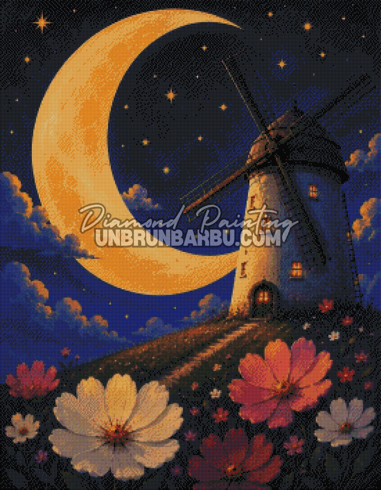 diamond painting moulin lune doree 70x90 rendu diamante